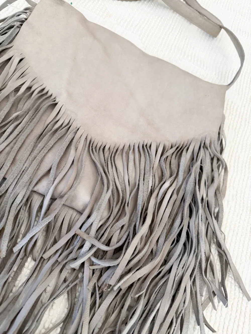 Freebird by Steven leather Fringe Boho Crossbody Bag Grey - Picture 2 of 12